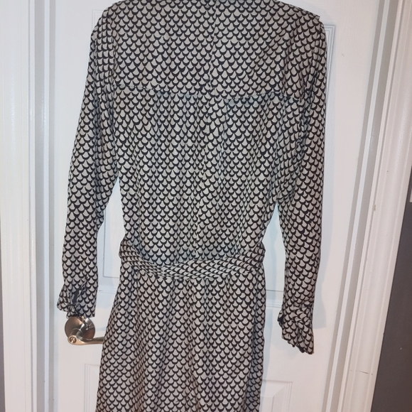 Rachel Zoe patterned trench coat Navy/White Belted - Picture 2 of 4